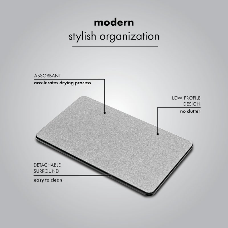 madesmart Dish Mat-Granite, Drying Stone Collection, Accelerates Moisture Evaporation, Natural & Mineral Materials, Non-Slip Base, Gray - Image 3